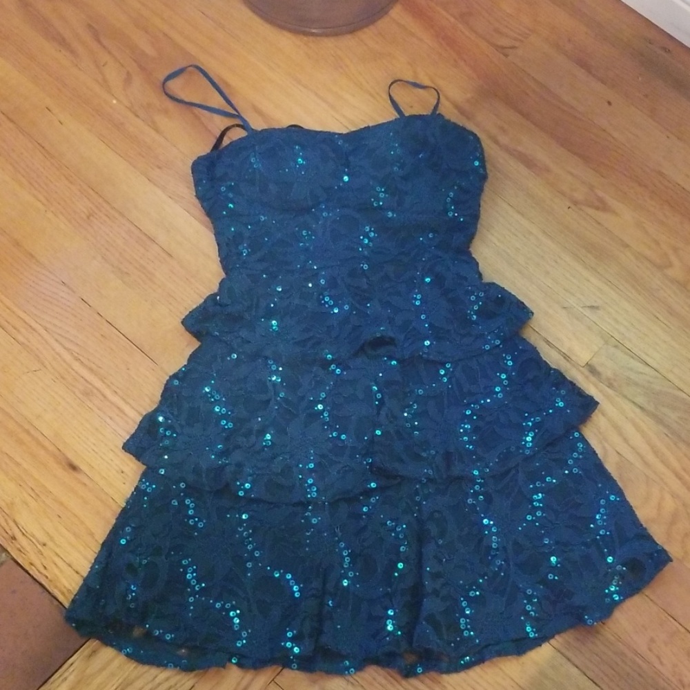 B Darlin Teal sequin mini dress